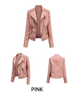 Foto 2 | Venta Internacional - Chaqueta De Cuero Mujer Sintético - Rosa Xl