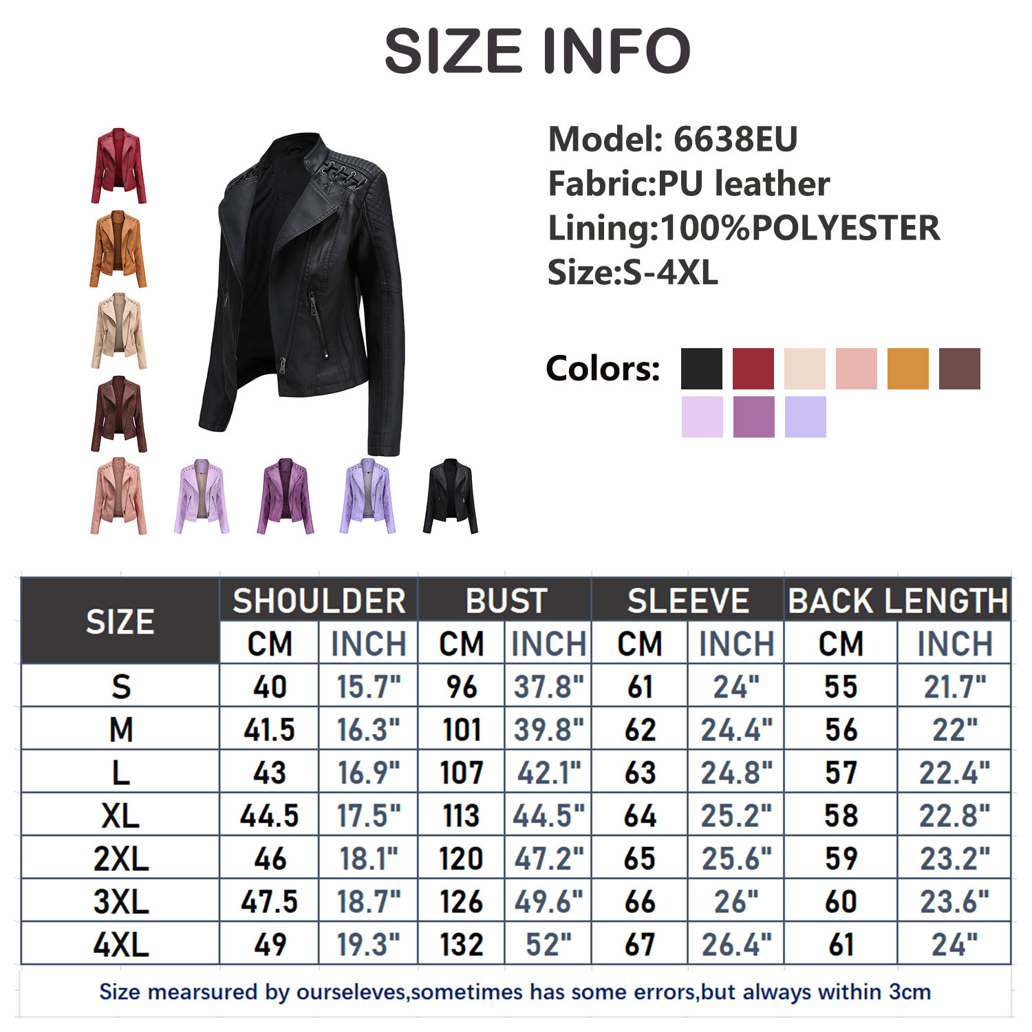 Foto 5 pulgar | Venta Internacional - Chaqueta De Cuero Mujer Sintético - Rosa Xl