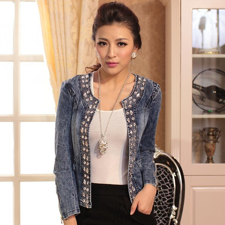 Foto 2 pulgar | Venta Internacional - Chaqueta De Jean De Mujer Con Diamantes-azul S