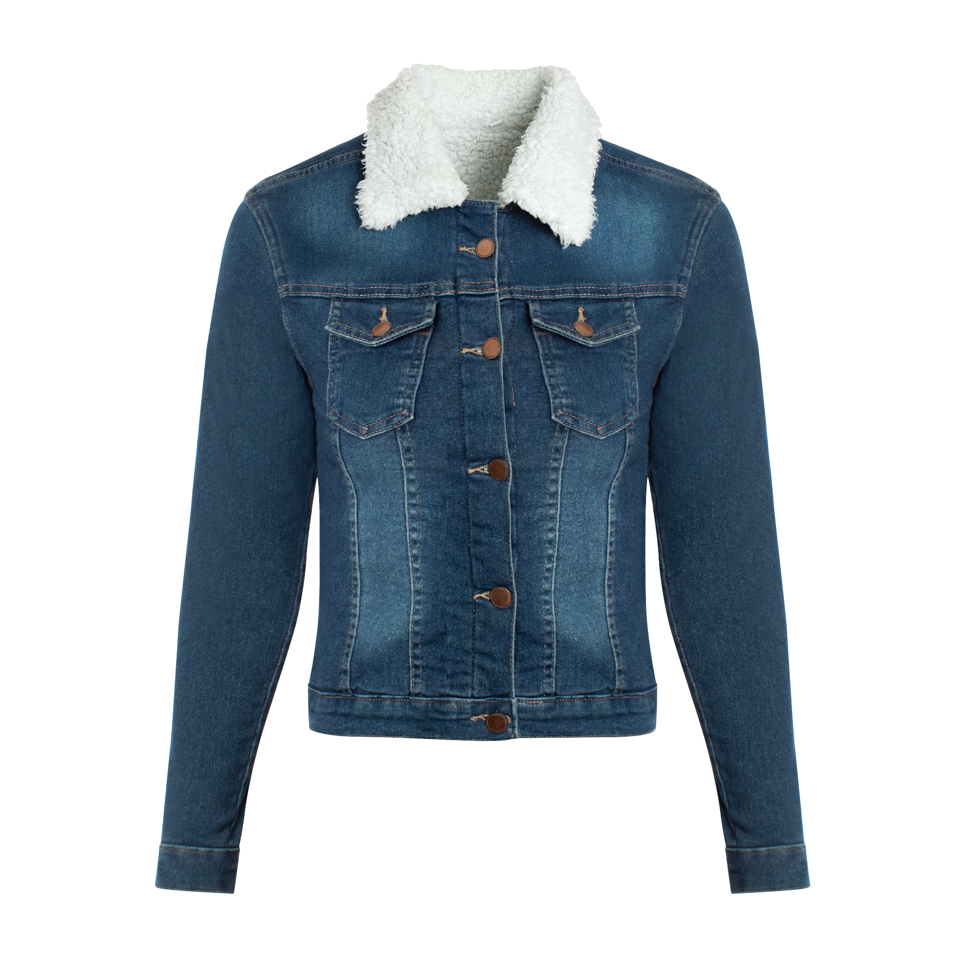 Foto 2 pulgar | Chamarra de Mezclilla con Borrega Pineda Jeans Azul Marino para Dama
