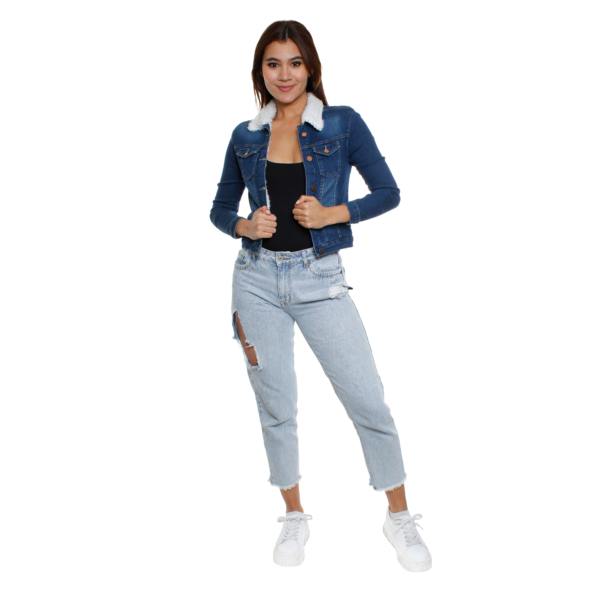 Foto 3 pulgar | Chamarra de Mezclilla con Borrega Pineda Jeans Azul Marino para Dama