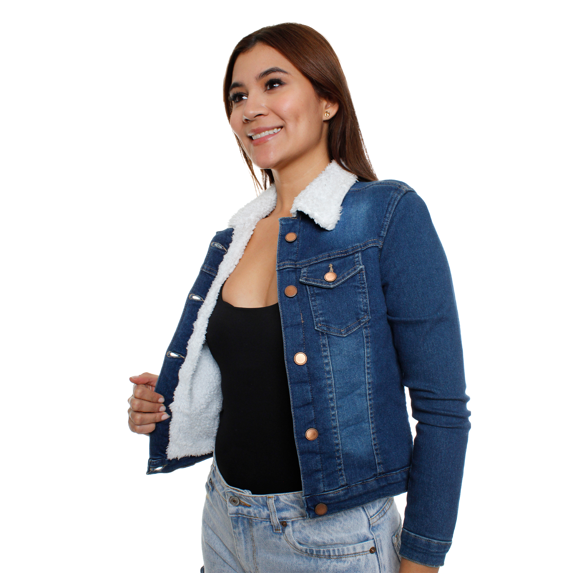 Foto 6 pulgar | Chamarra de Mezclilla con Borrega Pineda Jeans Azul Marino para Dama