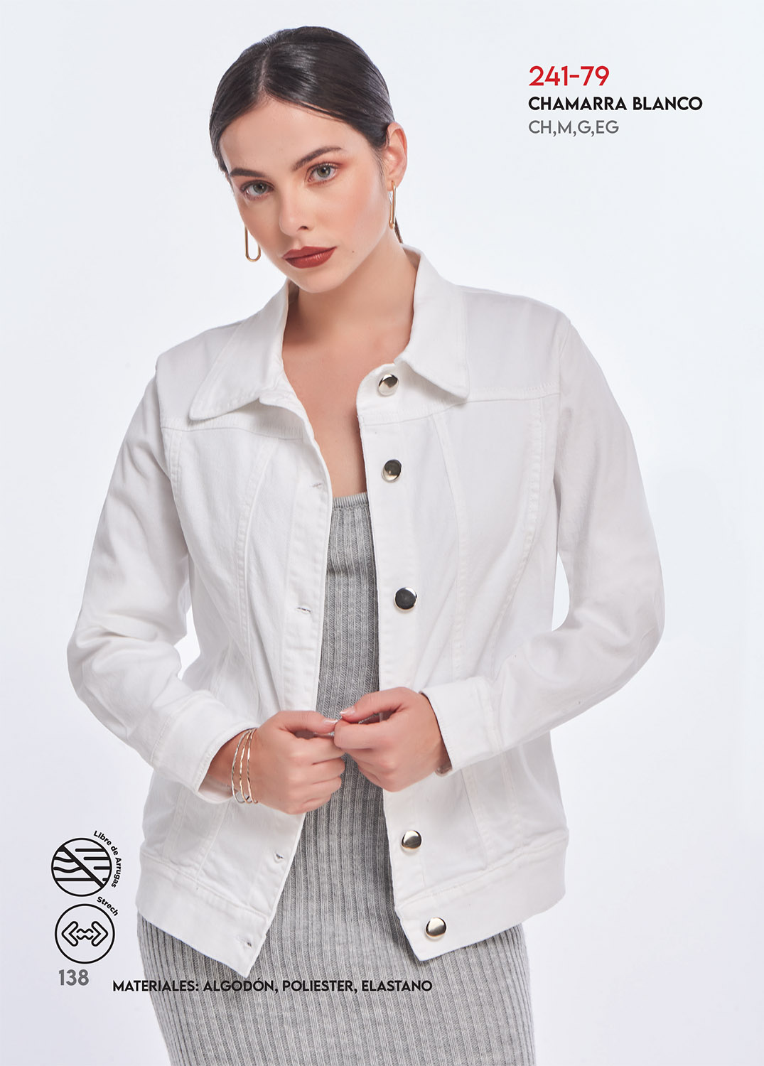 Foto 4 pulgar | Chamarra Devendi Blanca Oversize para Mujer