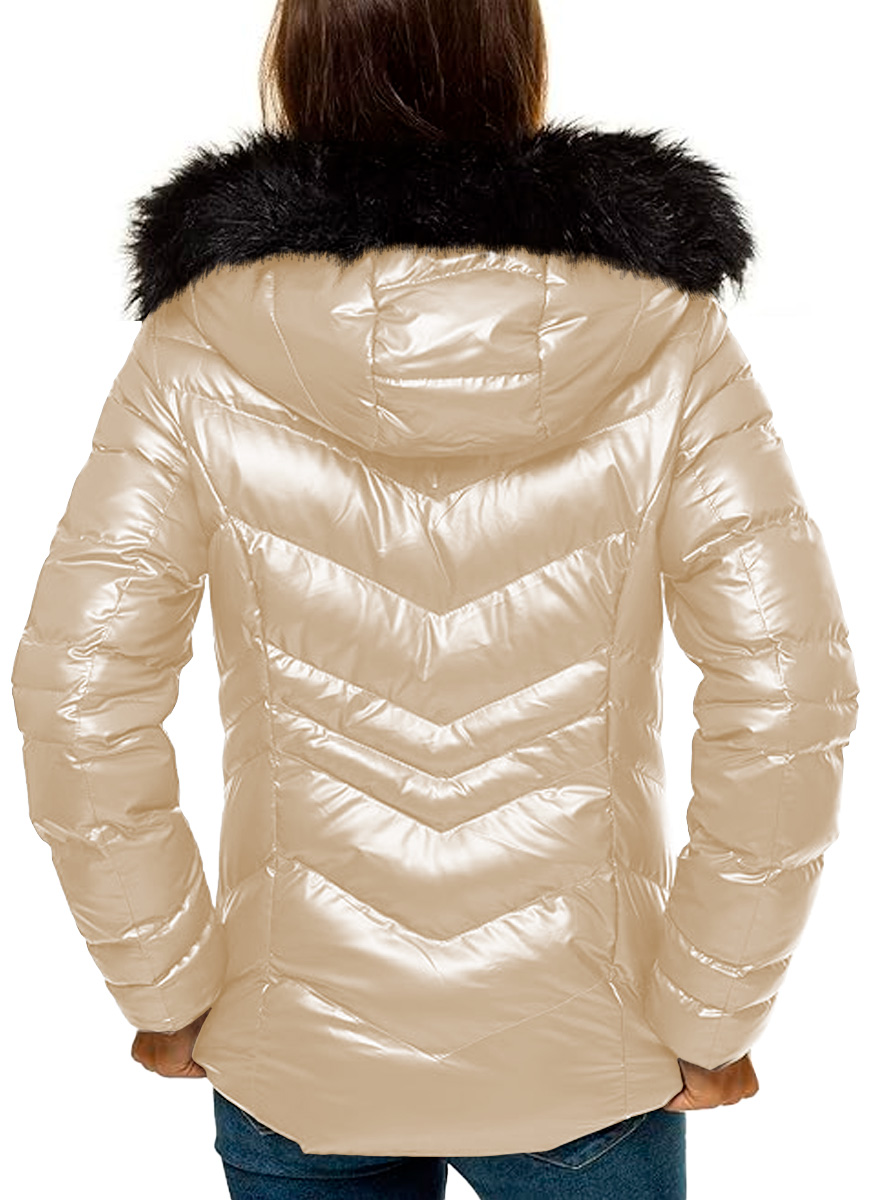 Foto 4 pulgar | Chamarra Termica Para Mujer Desmontable Peluche De Invierno Talla Mediana perla