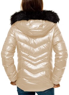 Foto 3 | Chamarra Termica Para Mujer Desmontable Peluche De Invierno Talla Mediana perla