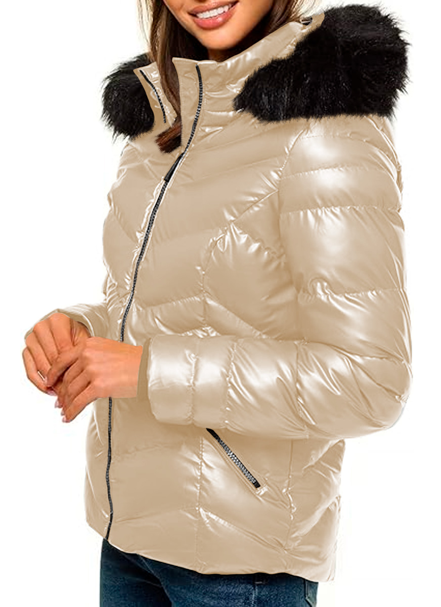 Foto 5 pulgar | Chamarra Termica Para Mujer Desmontable Peluche De Invierno Talla Mediana perla