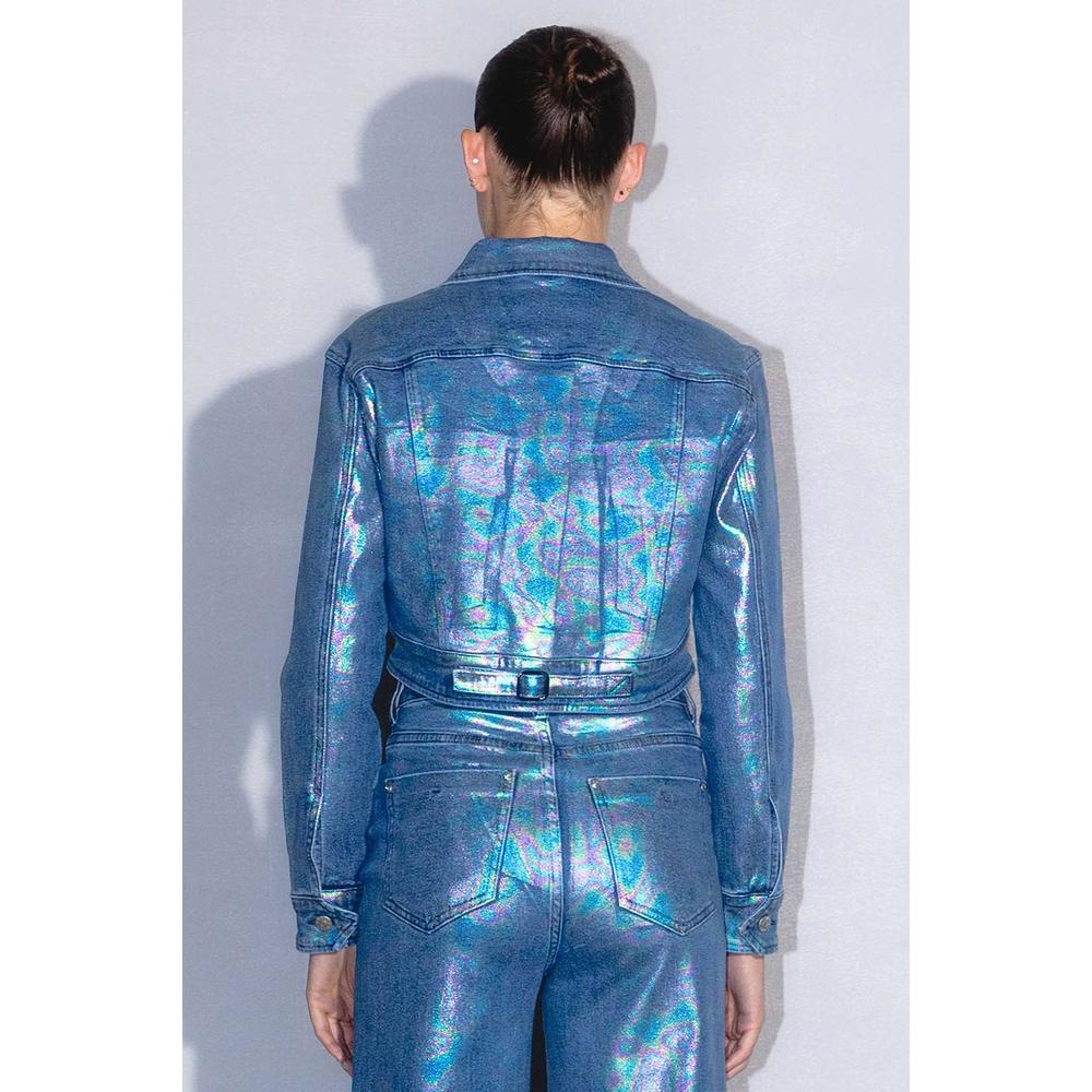 Foto 3 | Chamarra Denim Acabado Holografico /juvenil, 048 (azul Medio) Azul