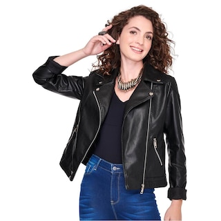 Foto 3 | Chamarra de Vinipiel Ilusión 45520 Negro para Mujer