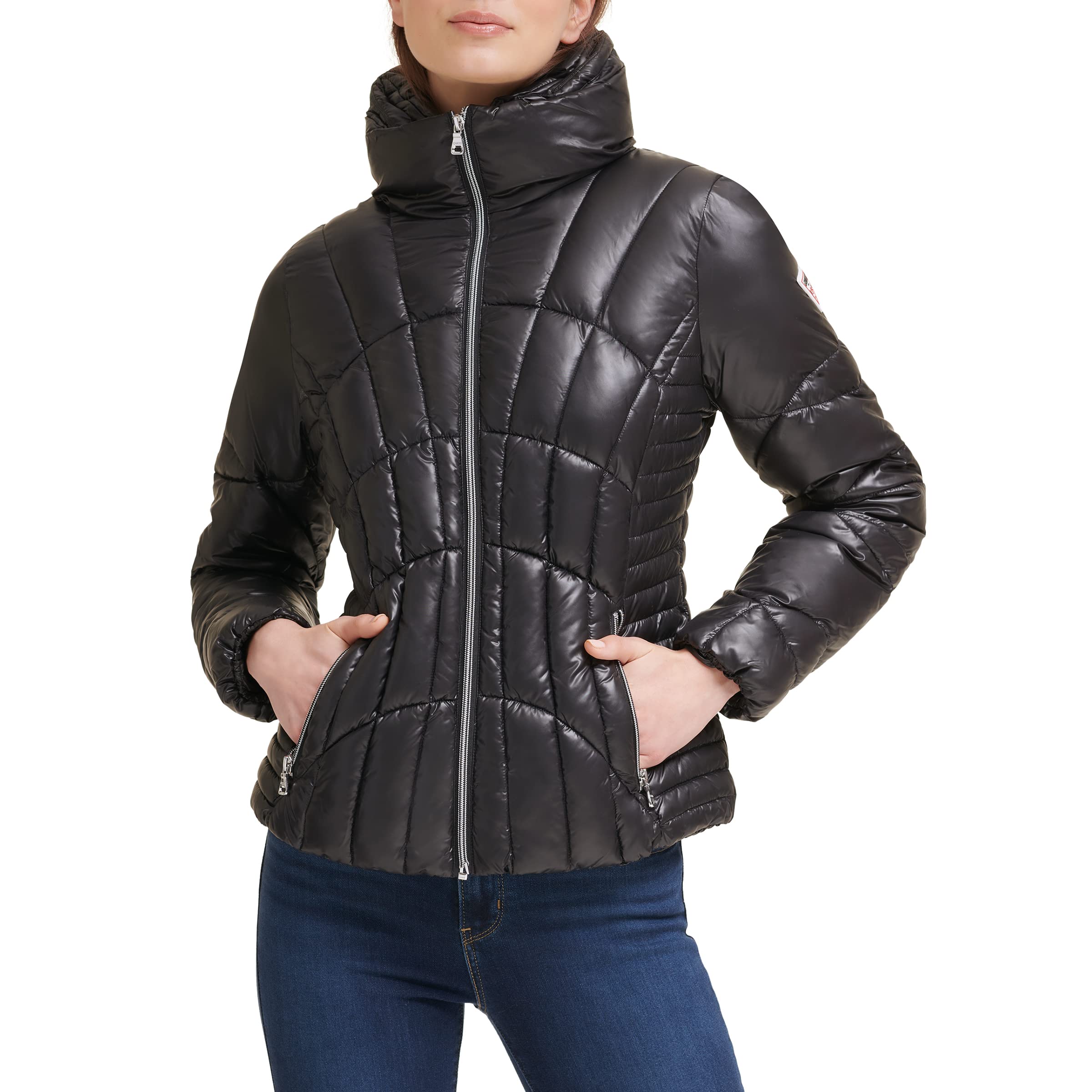 Foto 2 pulgar | Chaqueta Acolchada Guess Fall Puffer Negra para Mujer - Venta Internacional
