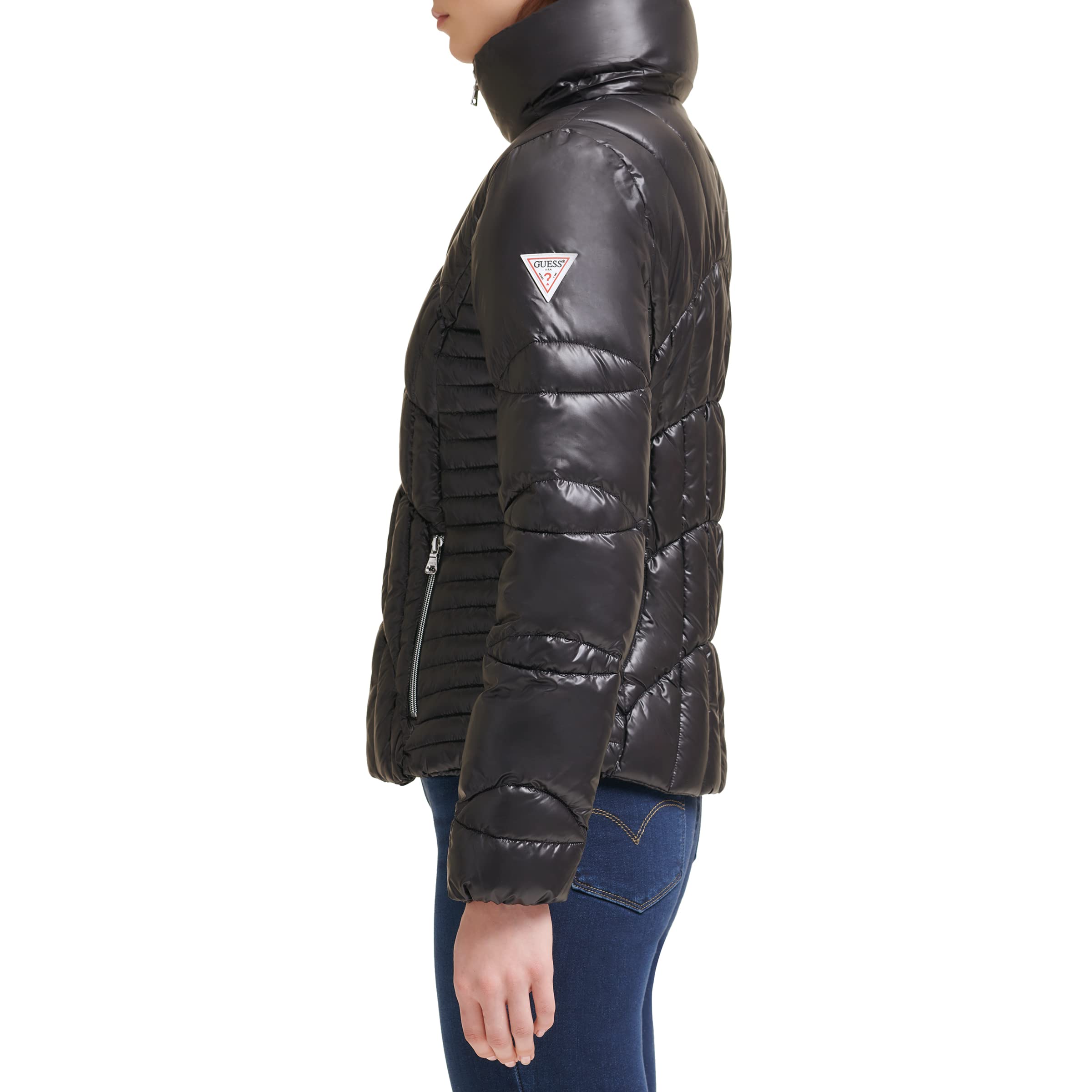 Foto 4 pulgar | Chaqueta Acolchada Guess Fall Puffer Negra para Mujer - Venta Internacional