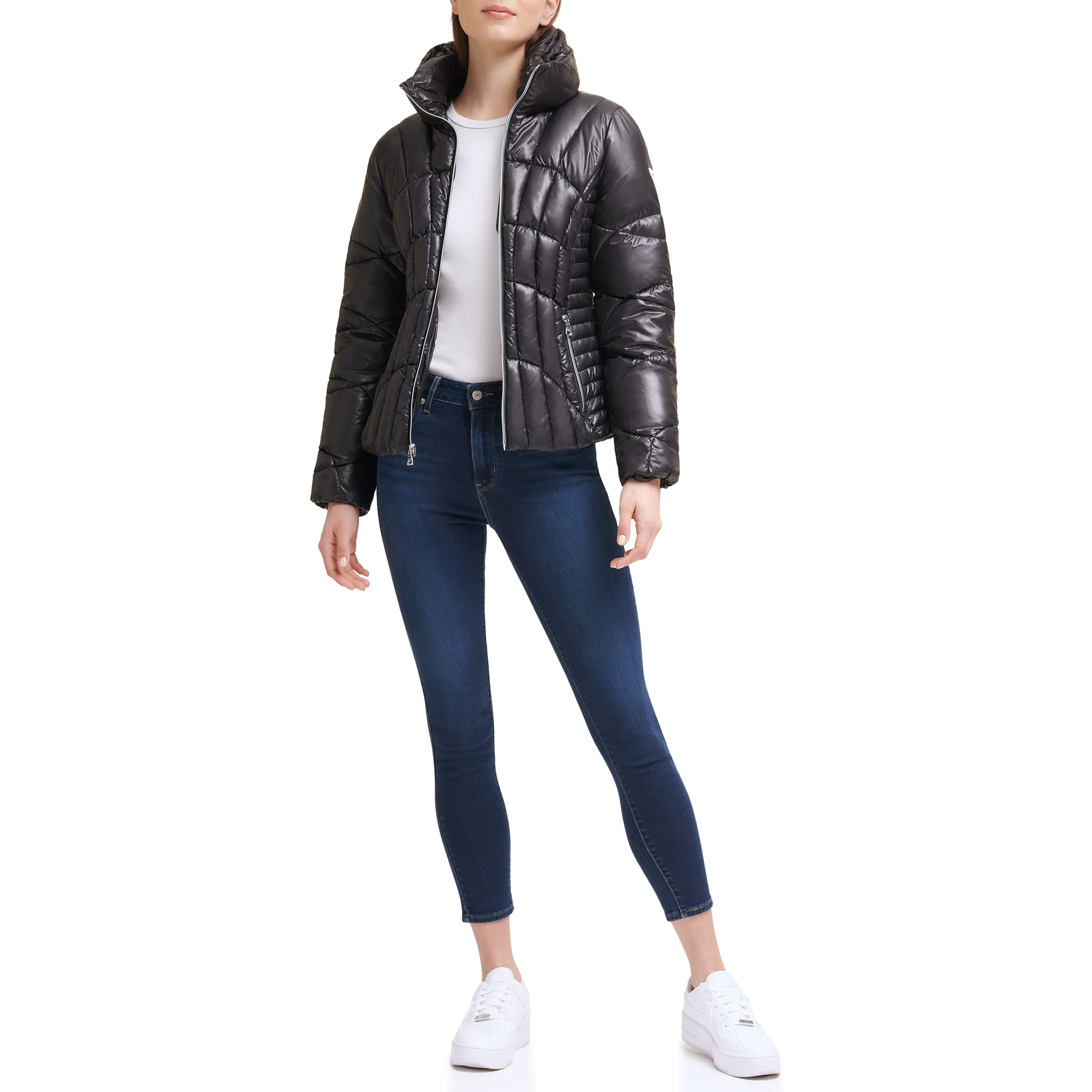 Foto 6 pulgar | Chaqueta Acolchada Guess Fall Puffer Negra para Mujer - Venta Internacional