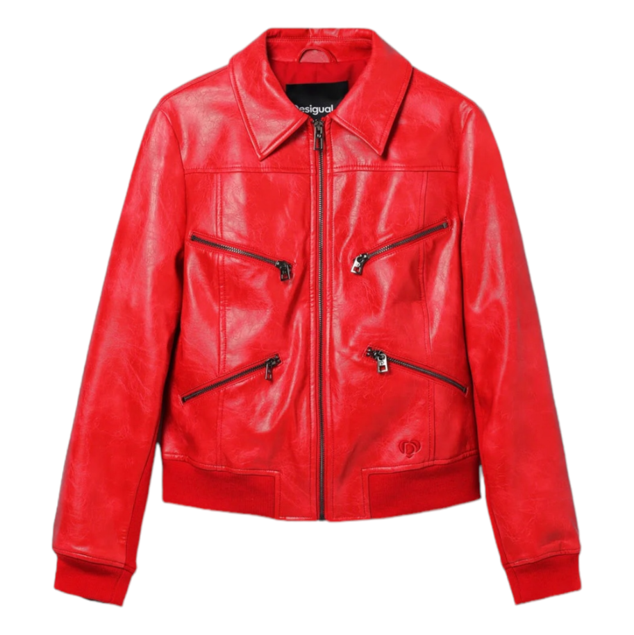 Foto 2 pulgar | Chaqueta Biker Retro Roja Desigual
