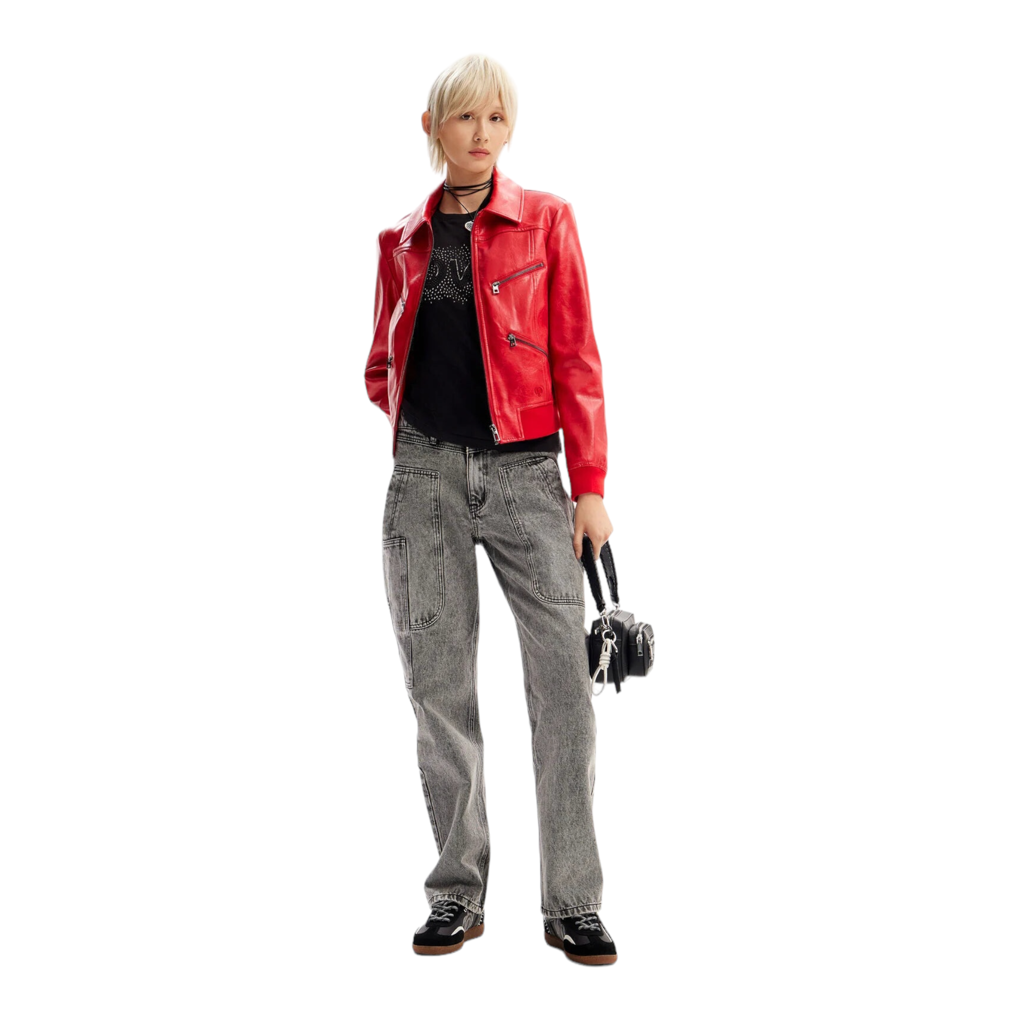 Foto 5 pulgar | Chaqueta Biker Retro Roja Desigual