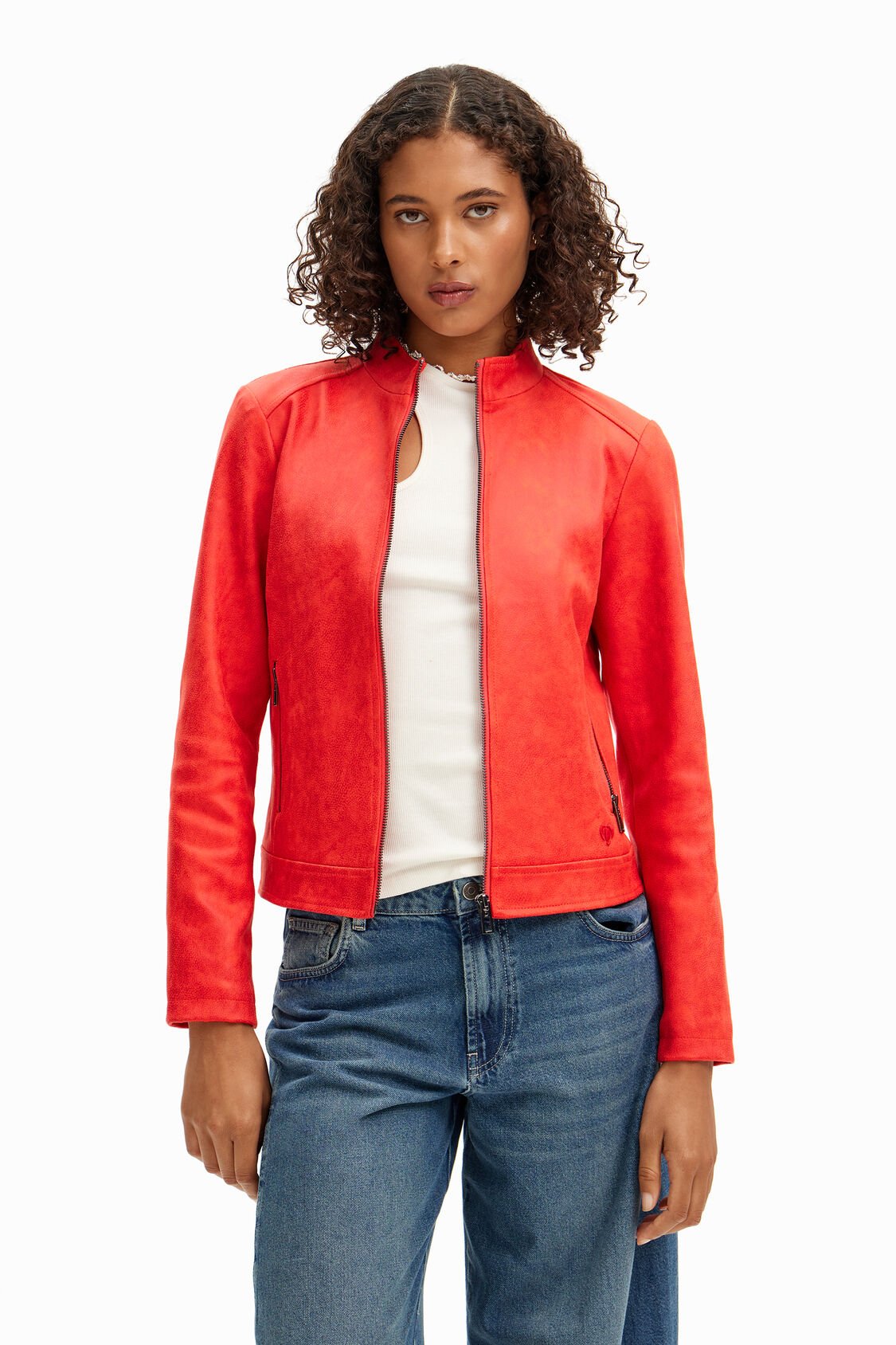 Foto 4 pulgar | Chaqueta Biker Slim Roja Desigual