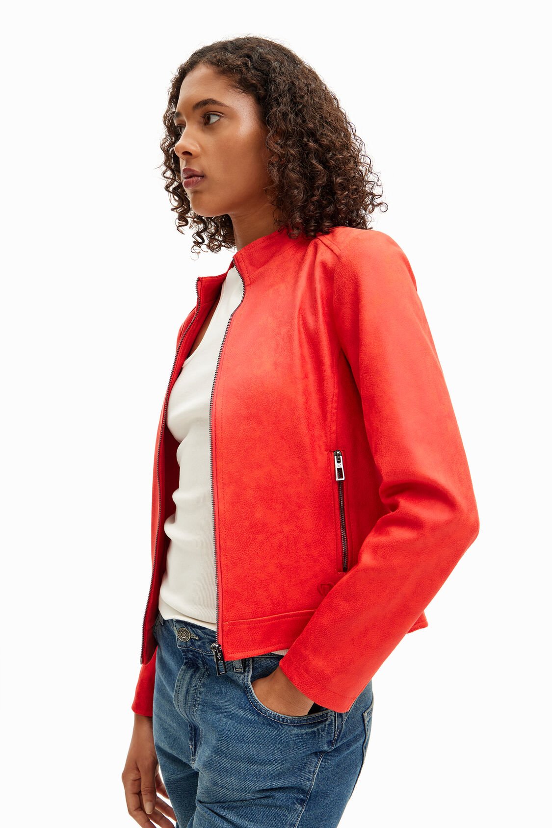 Foto 5 pulgar | Chaqueta Biker Slim Roja Desigual