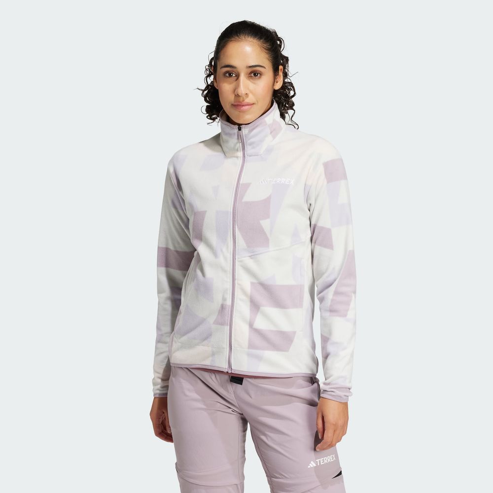 Foto 5 pulgar | Chamarra Adidas Terrex Multi Printed Full-zip Fleece Gris para Mujer
