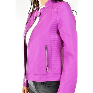 Foto 4 | Chamarra De Piel Sintetica Roman Fashion /juvenil, 6859 (magenta) Fucsia Oscuro
