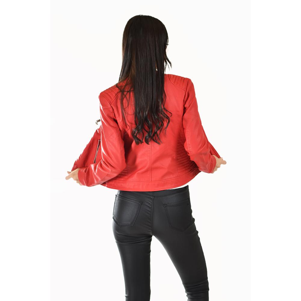Foto 2 | Chamarra De Piel Sintetica Roman Fashion /juvenil, 6859 (rojo) Rojo