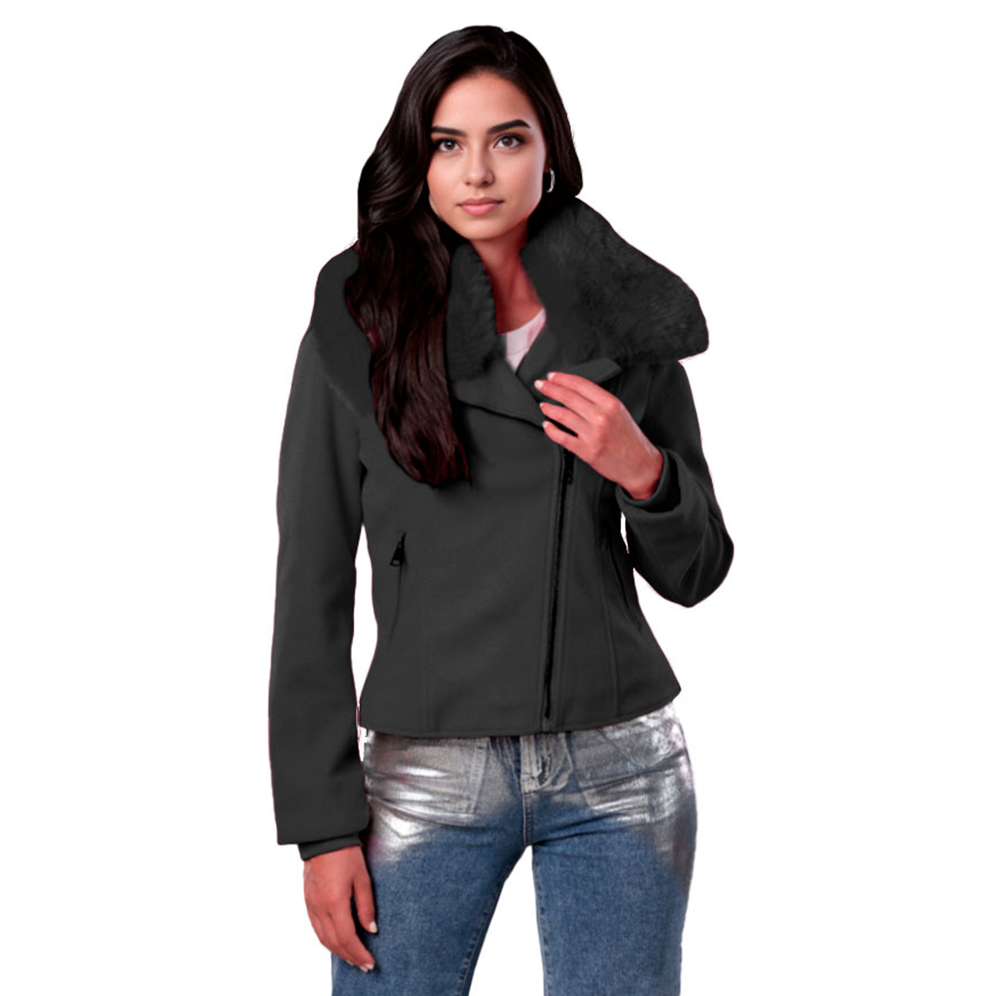 Chamarra Con Peluche Britos Jeans Mujer Bo3183
