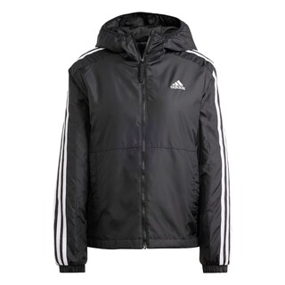 Foto 1 | Chamarra Térmica Essentials 3 Franjas Con Gorro Adidas Negro Mujer
