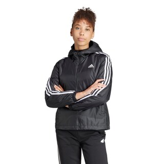 Foto 2 | Chamarra Térmica Essentials 3 Franjas Con Gorro Adidas Negro Mujer