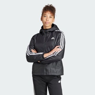 Foto 4 | Chamarra Térmica Essentials 3 Franjas Con Gorro Adidas Negro Mujer