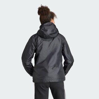 Foto 5 | Chamarra Térmica Essentials 3 Franjas Con Gorro Adidas Negro Mujer