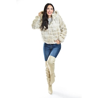 Foto 1 | Chamarra De Peluche Con Capucha /juvenil, 24187 (hueso) Beige