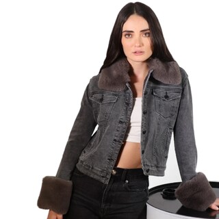 Foto 1 | Chamarra De Mezclilla De Mujer Con Peluche Desmontable