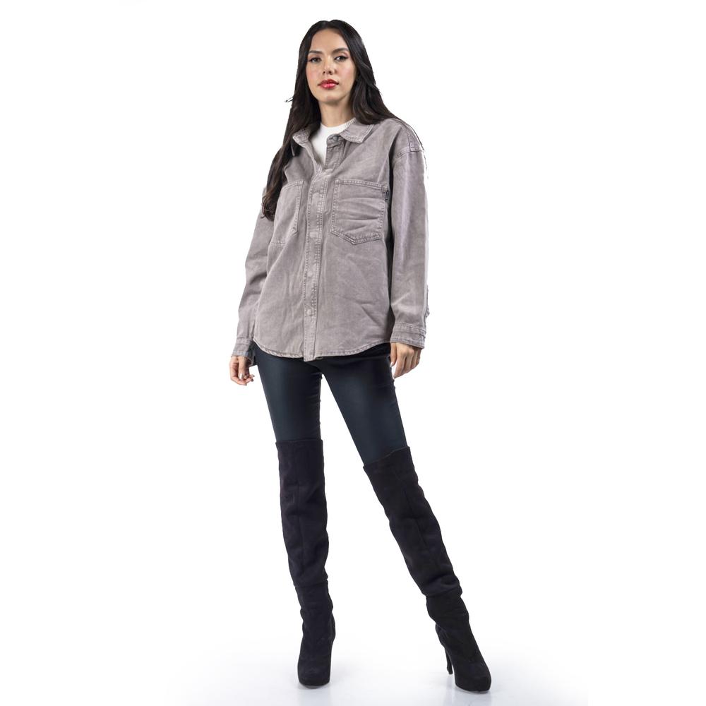 Foto 4 | Chamarra Oversized De Mezclilla /juvenil, 6829 (gris) Gris
