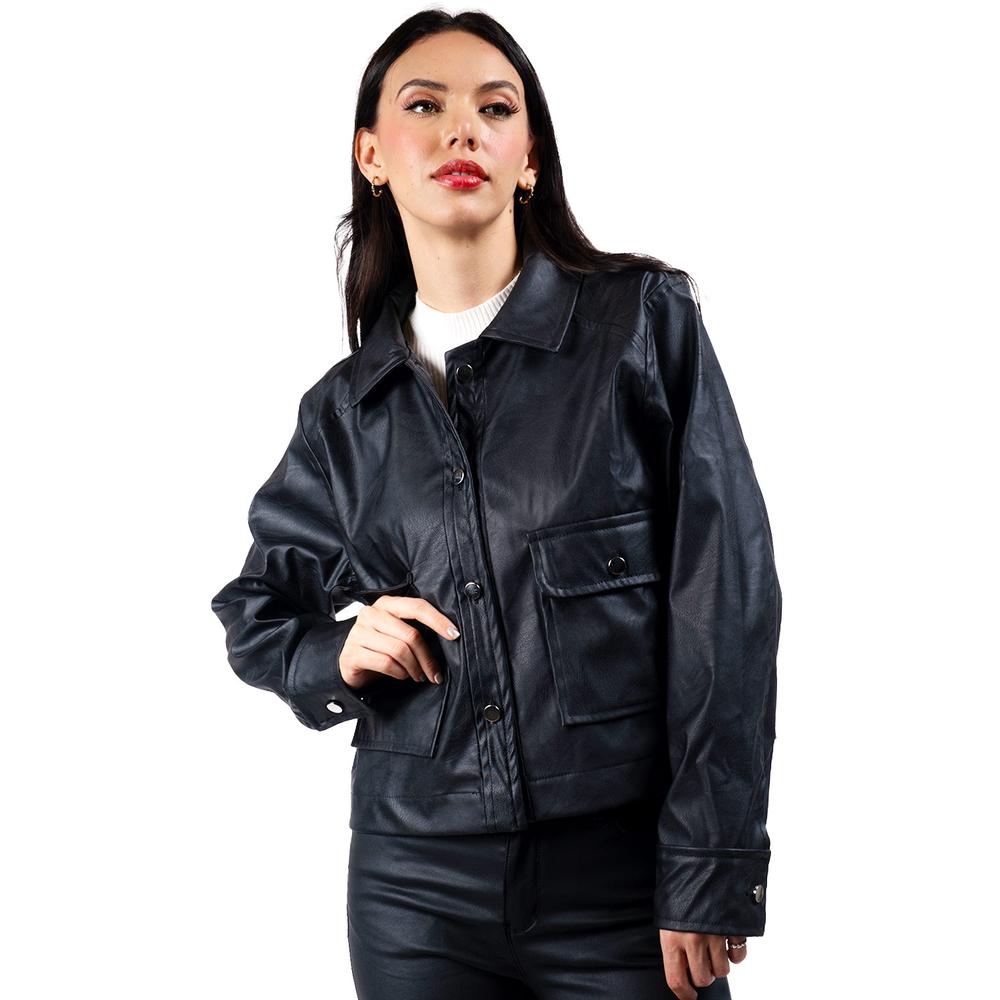 Foto 1 | Chamarra De Piel Sintetica Roman Fashion /juvenil, 115 (negro) Negro