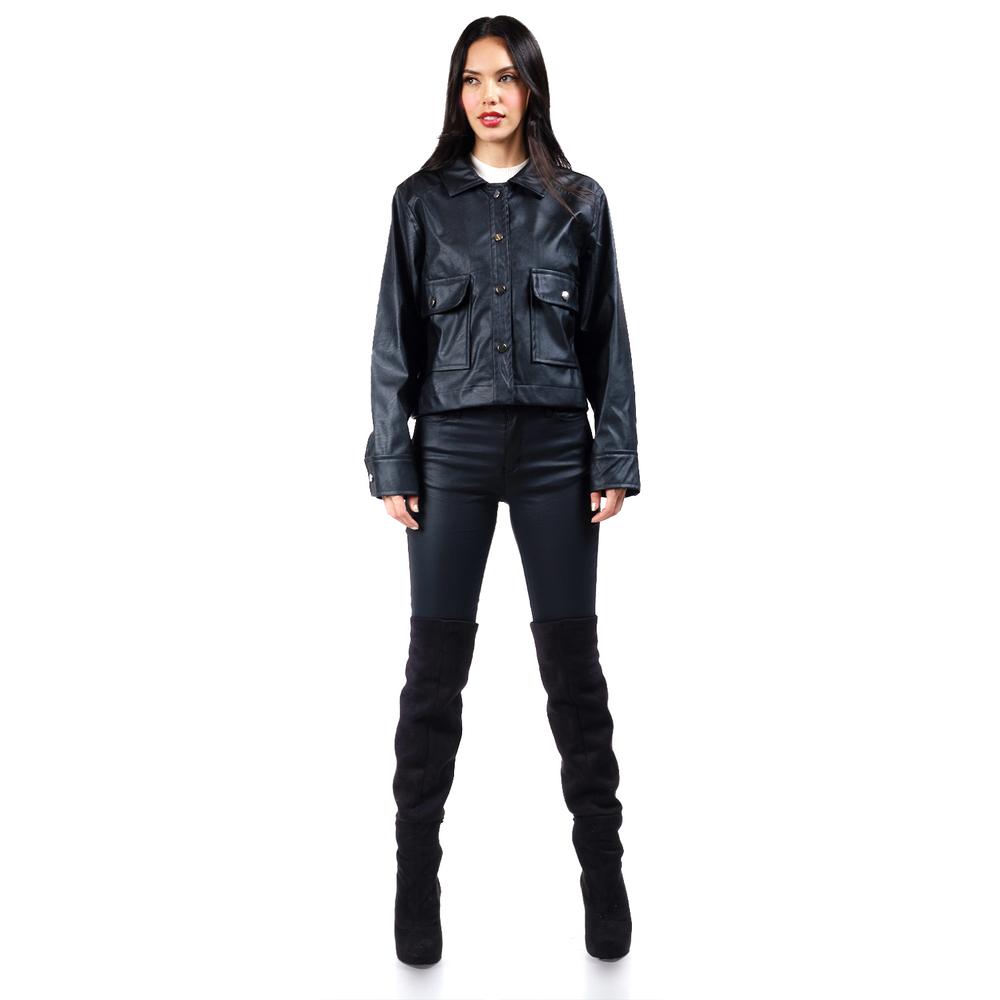 Foto 4 pulgar | Chamarra De Piel Sintetica Roman Fashion /juvenil, 115 (negro) Negro