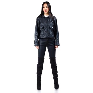 Foto 3 | Chamarra De Piel Sintetica Roman Fashion /juvenil, 115 (negro) Negro