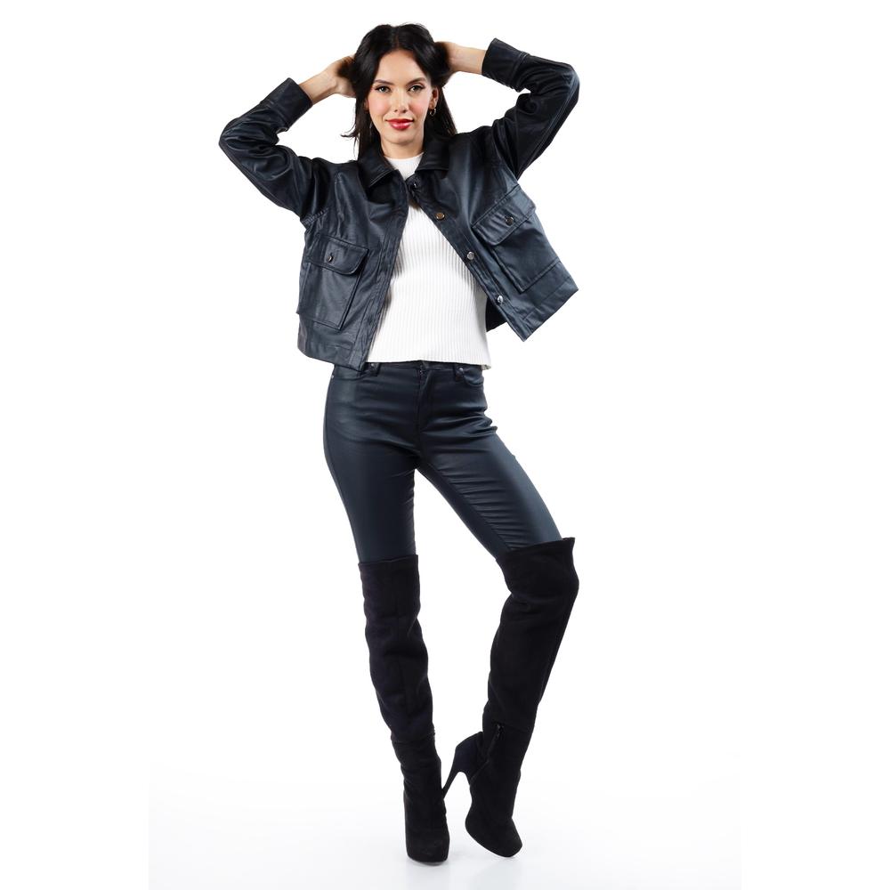 Foto 5 | Chamarra De Piel Sintetica Roman Fashion /juvenil, 115 (negro) Negro