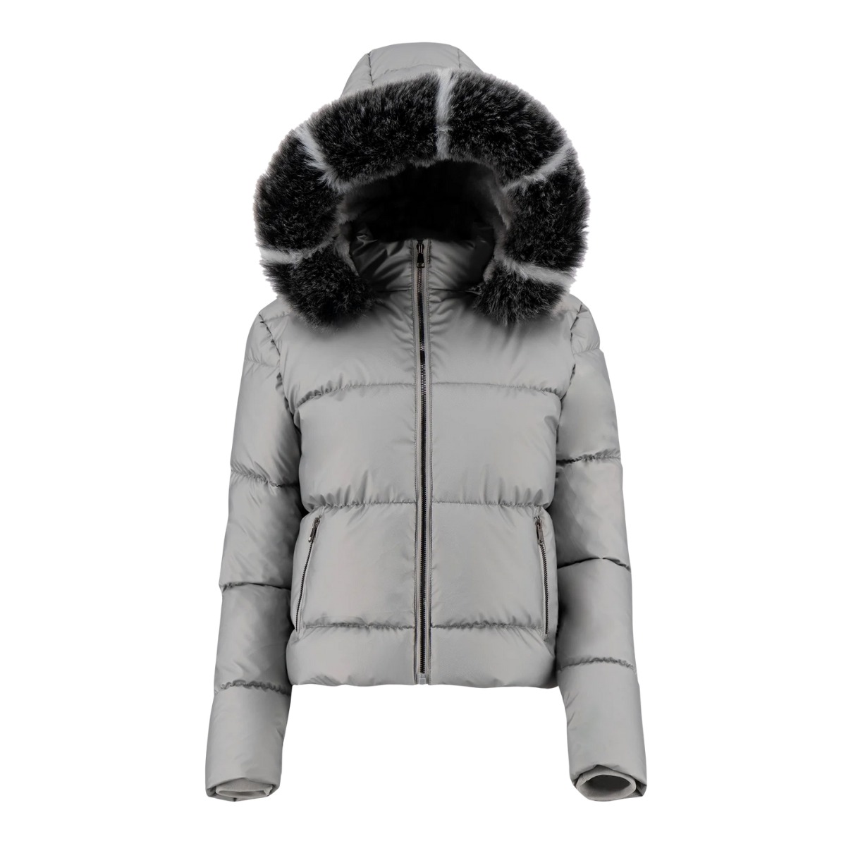 Foto 5 | Chamarra  De Invierno Para Mujer, Color Plata,  Gorro Desmontable, Peluche Elegancia Y Calidez