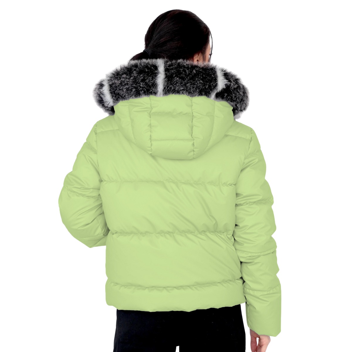 Foto 3 pulgar | Chamarra  De Invierno Para Mujer, Color Pera, Gorro Desmontable Y Peluche Elegancia Y Calidez