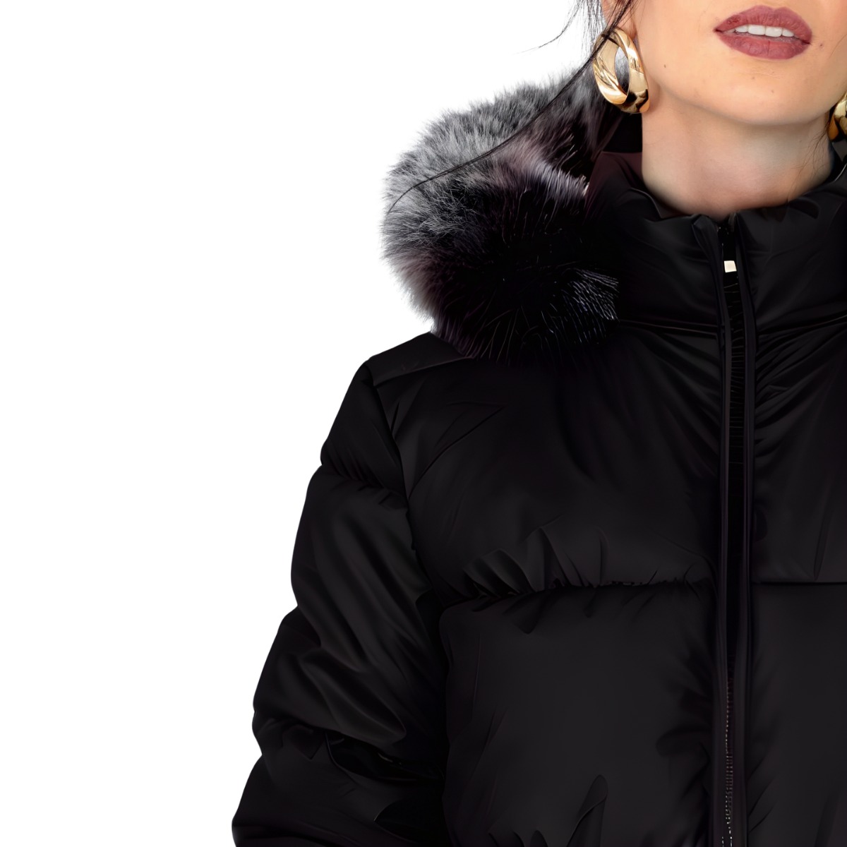 Foto 3 pulgar | Chamarra Negra De Invierno Para Mujer, Gorro Desmontable Y Peluche Elegancia Y Calidez
