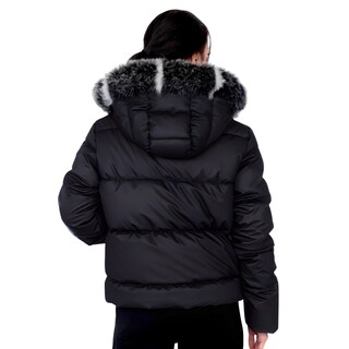 Foto 3 | Chamarra Negra De Invierno Para Mujer, Gorro Desmontable Y Peluche Elegancia Y Calidez