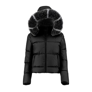 Foto 4 | Chamarra Negra De Invierno Para Mujer, Gorro Desmontable Y Peluche Elegancia Y Calidez