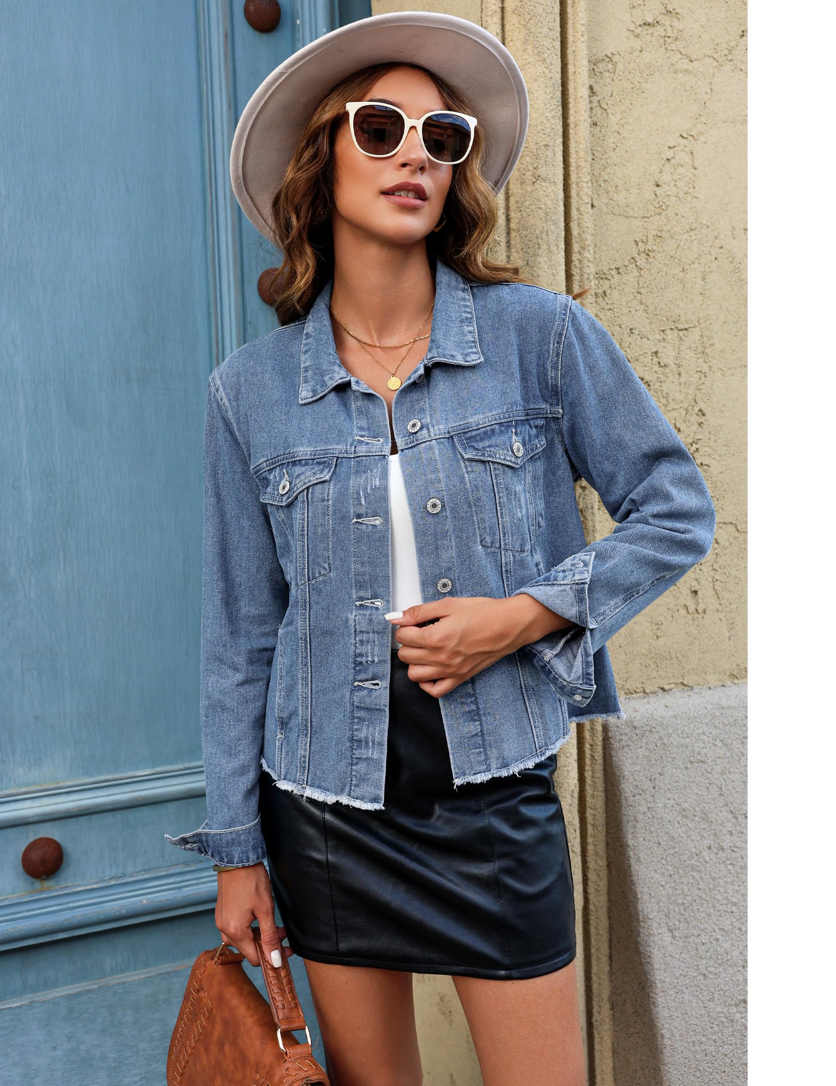 Foto 5 pulgar | Chaqueta Vaquera Luvamia De Mezclilla Ligera Para Mujer, Talla Xl - Venta Internacional.