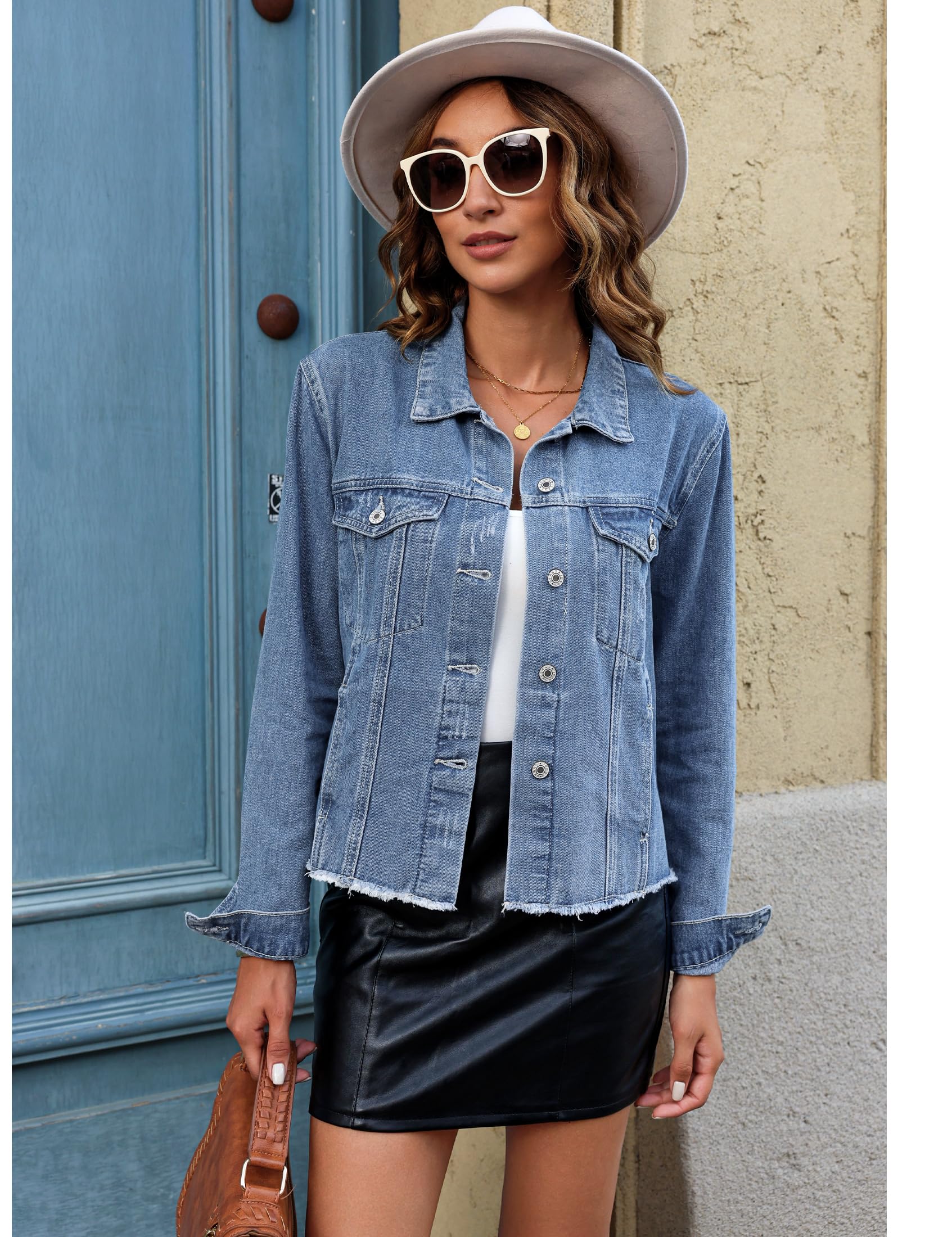 Foto 7 | Chaqueta Vaquera Luvamia De Mezclilla Ligera Para Mujer, Talla Xl - Venta Internacional.