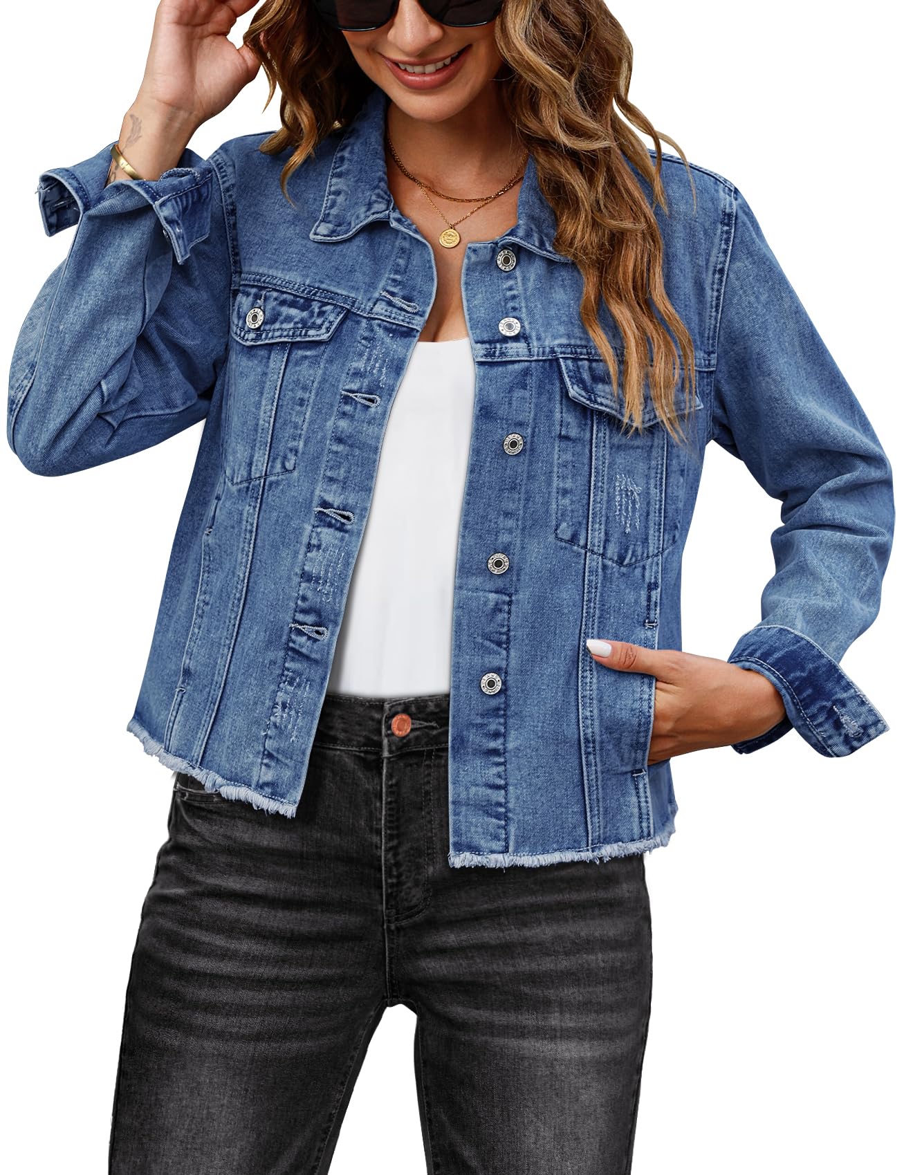 Foto 2 pulgar | Chaqueta Vaquera Luvamia Classic Blue Para Mujer Talla S (4-6) - Venta Internacional.