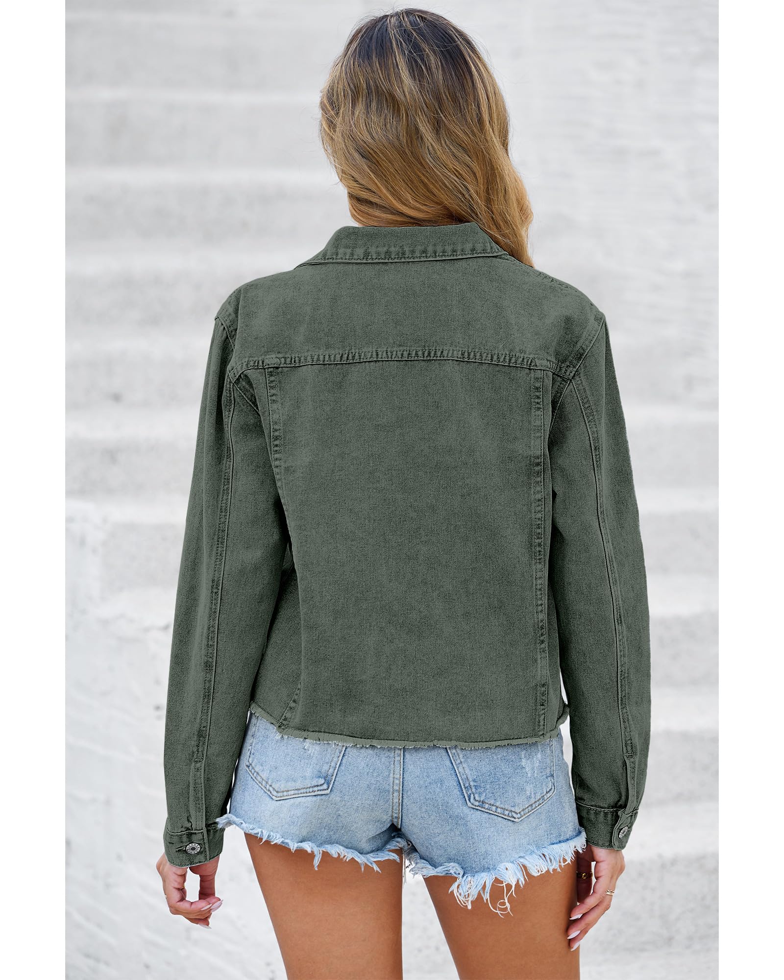 Foto 2 | Chaqueta Luvamia Denim Para Mujer, Ligera, Color Verde Militar, Xl - Venta Internacional.