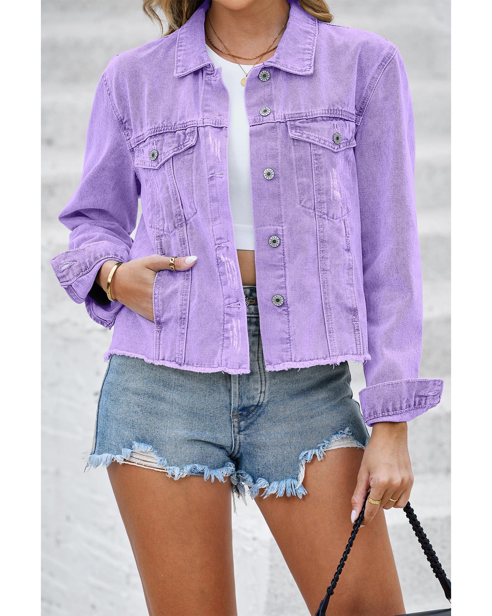 Foto 5 pulgar | Chaqueta Luvamia Lightweight Denim Lilac Breeze Para Mujer - Venta Internacional.