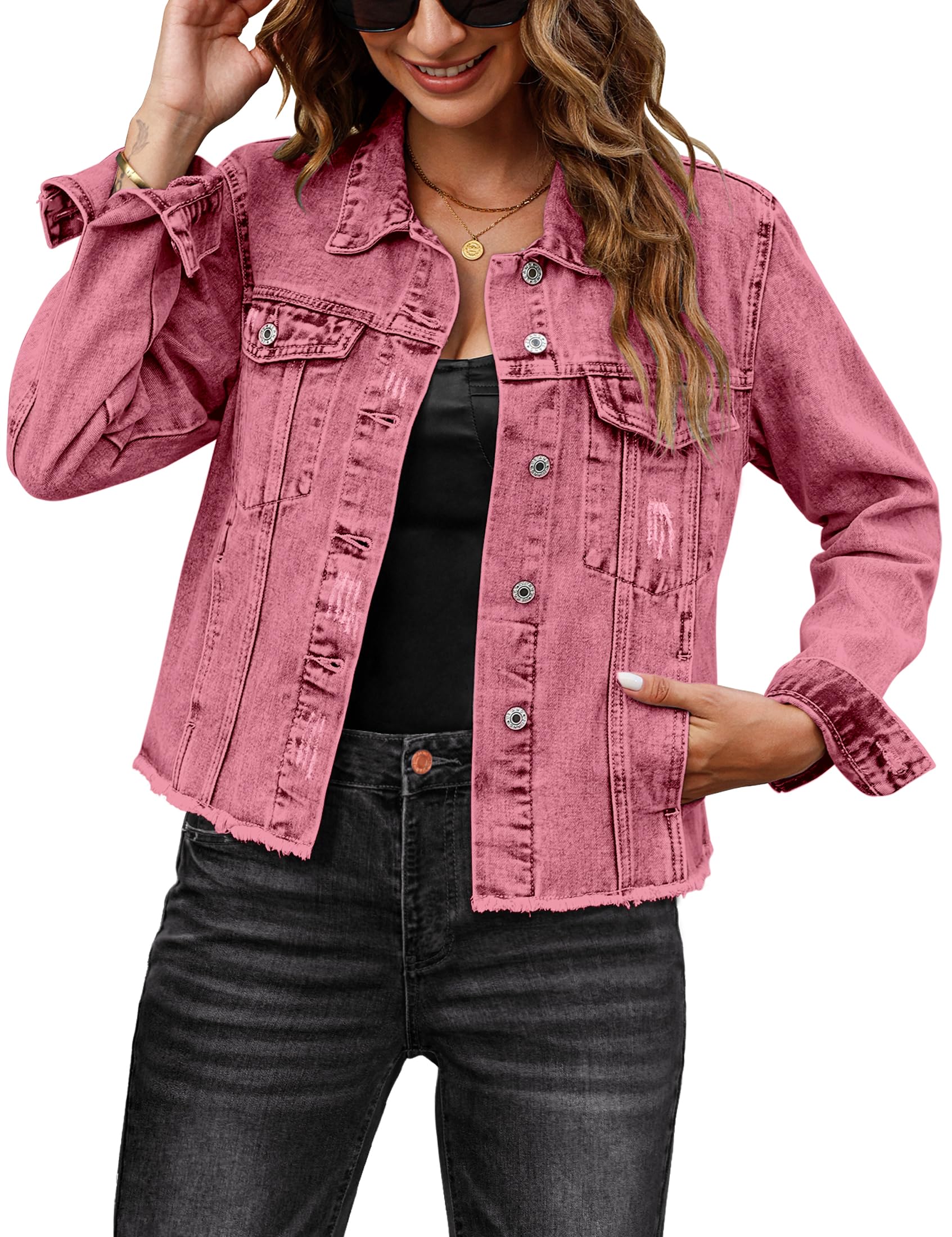 Chaqueta Luvamia Denim Top 90 Brick Red Para Mujer, Talla Xl - Venta Internacional. $1,186