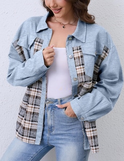 Foto 2 | Chaqueta Wrolem Para Mujer, Vaqueros De Mezclilla A Cuadros, De Gran Tamaño, 2024 - Venta Internacional.
