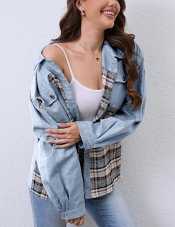 Foto 3 | Chaqueta Wrolem Para Mujer, Vaqueros De Mezclilla A Cuadros, De Gran Tamaño, 2024 - Venta Internacional.
