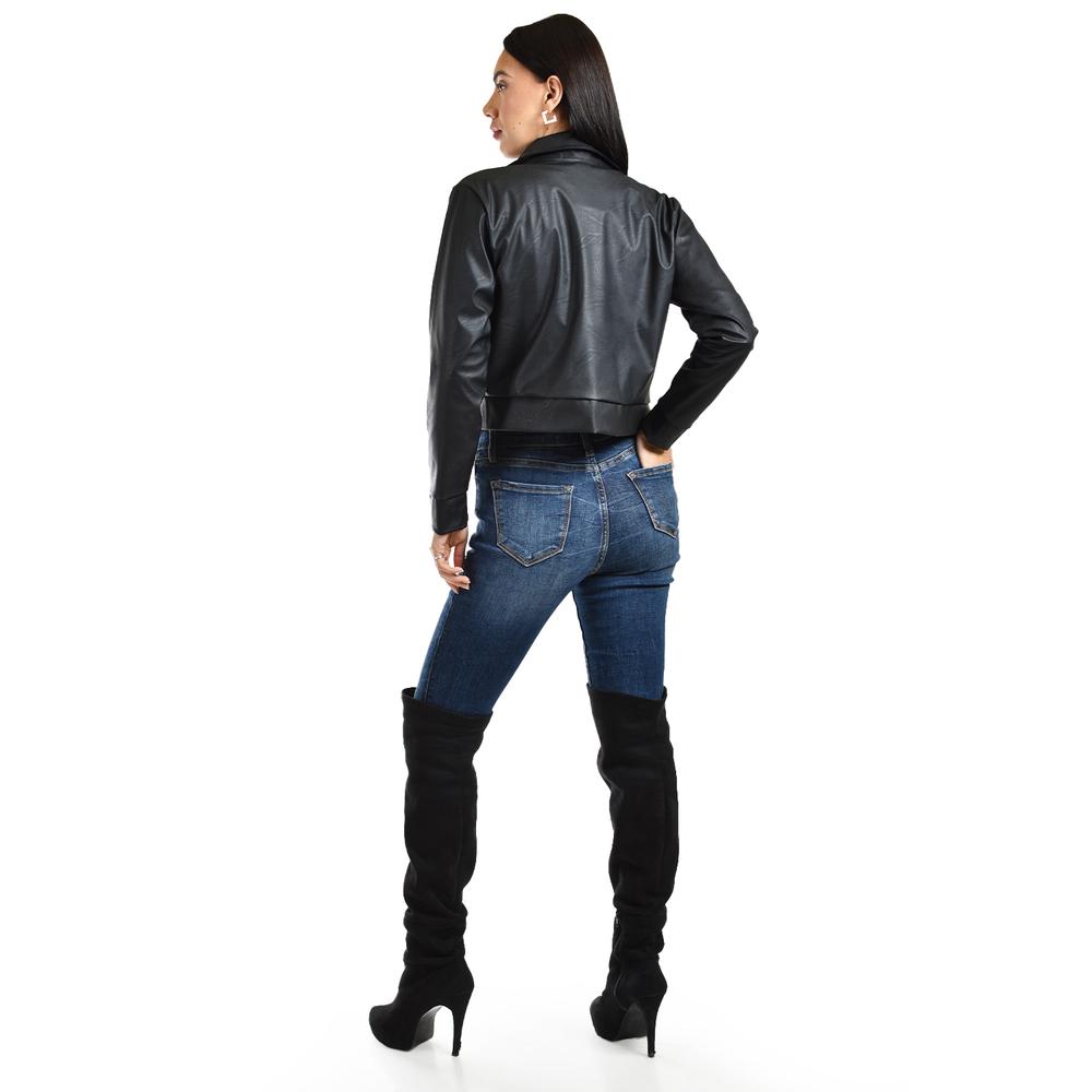 Foto 4 pulgar | Chamarra Corta de Vinipiel Roman Fashion Juvenil Negro