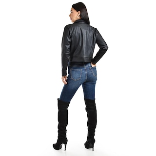 Foto 3 | Chamarra Corta de Vinipiel Roman Fashion Juvenil Negro