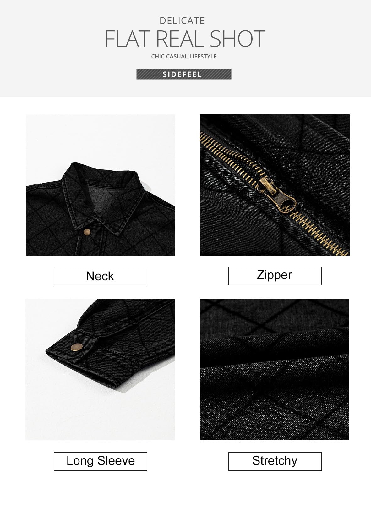 Foto 7 pulgar | Chaqueta Vaquera Sidefeel Negra para Mujer - Venta Internacional